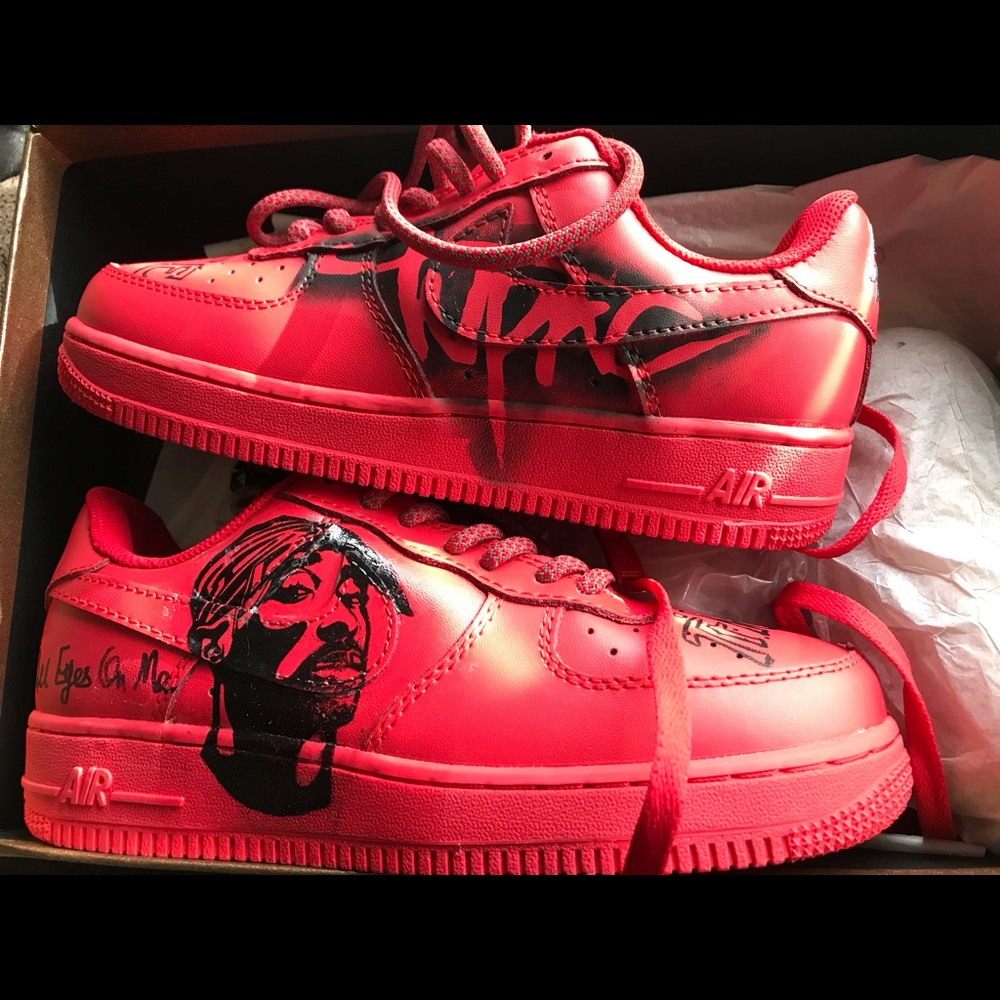 Brand New, Tupac Nike Air Force 1. Color: Red